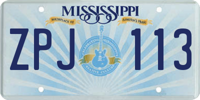 MS license plate ZPJ113