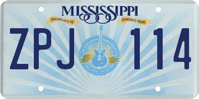 MS license plate ZPJ114