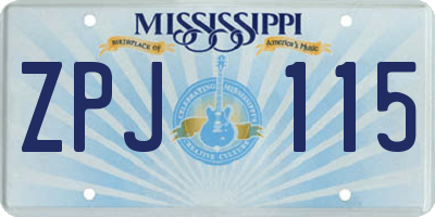 MS license plate ZPJ115
