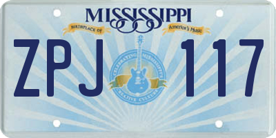MS license plate ZPJ117