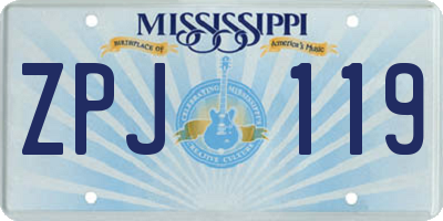 MS license plate ZPJ119