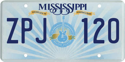 MS license plate ZPJ120