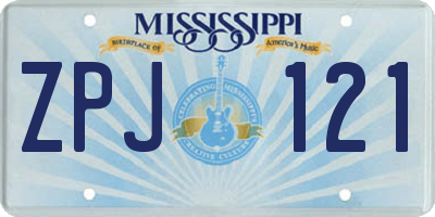 MS license plate ZPJ121