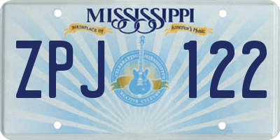 MS license plate ZPJ122