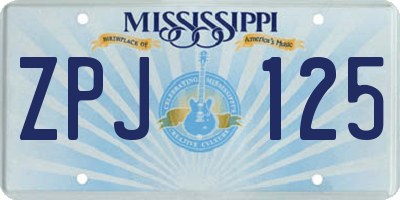 MS license plate ZPJ125