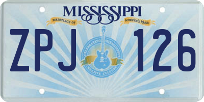 MS license plate ZPJ126