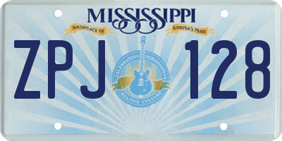 MS license plate ZPJ128