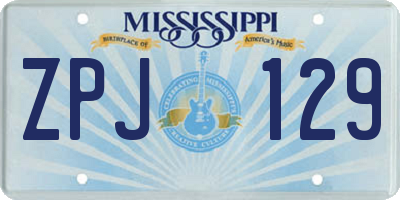 MS license plate ZPJ129