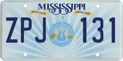 MS license plate ZPJ131