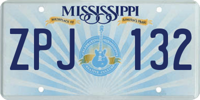 MS license plate ZPJ132