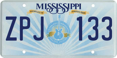 MS license plate ZPJ133