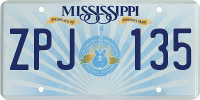 MS license plate ZPJ135