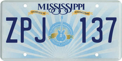 MS license plate ZPJ137