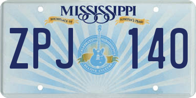 MS license plate ZPJ140