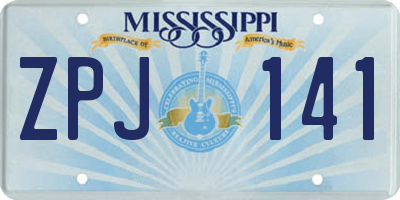 MS license plate ZPJ141