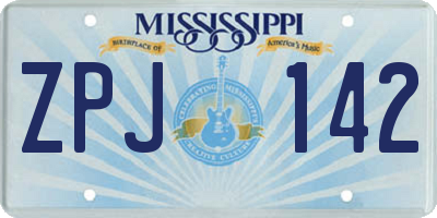 MS license plate ZPJ142