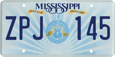 MS license plate ZPJ145