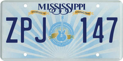 MS license plate ZPJ147