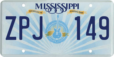 MS license plate ZPJ149