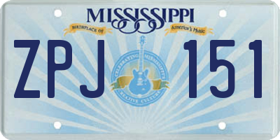 MS license plate ZPJ151