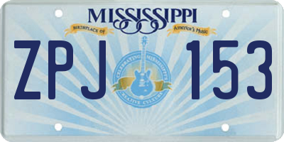 MS license plate ZPJ153