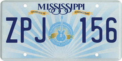 MS license plate ZPJ156