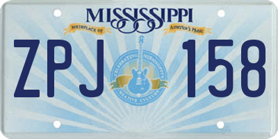 MS license plate ZPJ158