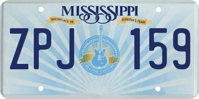MS license plate ZPJ159