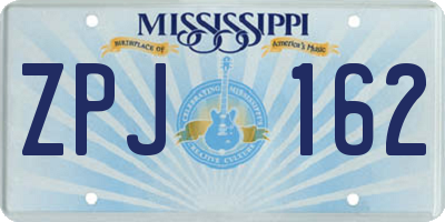 MS license plate ZPJ162