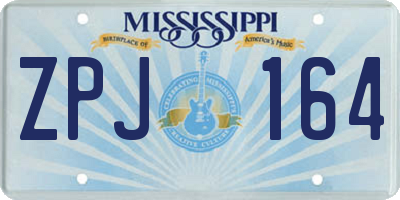 MS license plate ZPJ164
