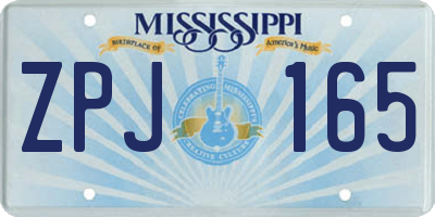 MS license plate ZPJ165