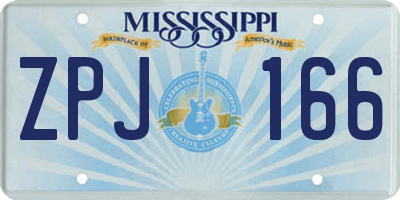 MS license plate ZPJ166