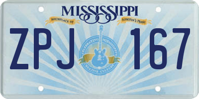 MS license plate ZPJ167