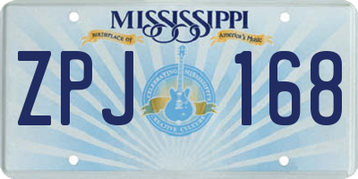 MS license plate ZPJ168
