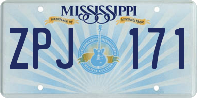 MS license plate ZPJ171