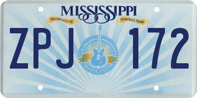 MS license plate ZPJ172