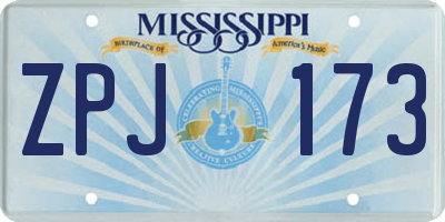 MS license plate ZPJ173