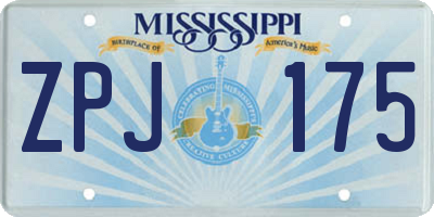 MS license plate ZPJ175