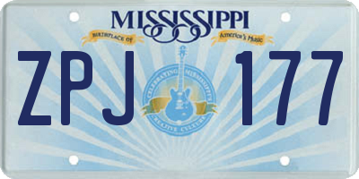 MS license plate ZPJ177