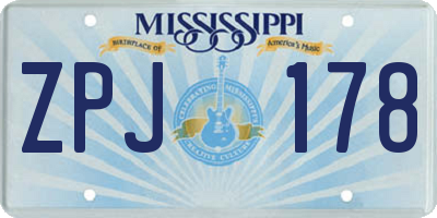 MS license plate ZPJ178