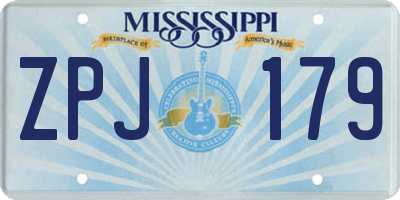MS license plate ZPJ179