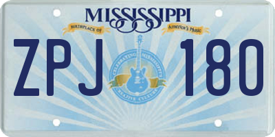 MS license plate ZPJ180