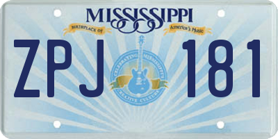 MS license plate ZPJ181