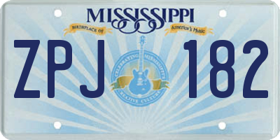 MS license plate ZPJ182