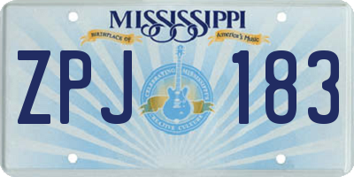 MS license plate ZPJ183