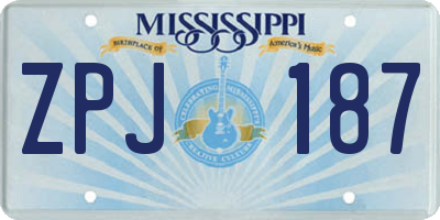 MS license plate ZPJ187