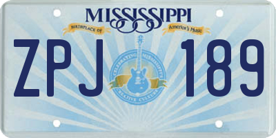MS license plate ZPJ189