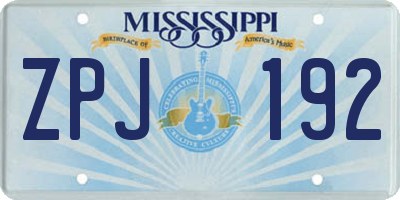 MS license plate ZPJ192