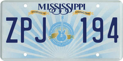 MS license plate ZPJ194