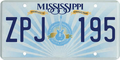 MS license plate ZPJ195